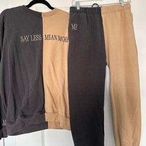 Two-Tone Black and Tan Sweatshirt